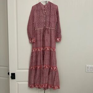 Oliphant cinched pintuck maxi dress in Florence petal